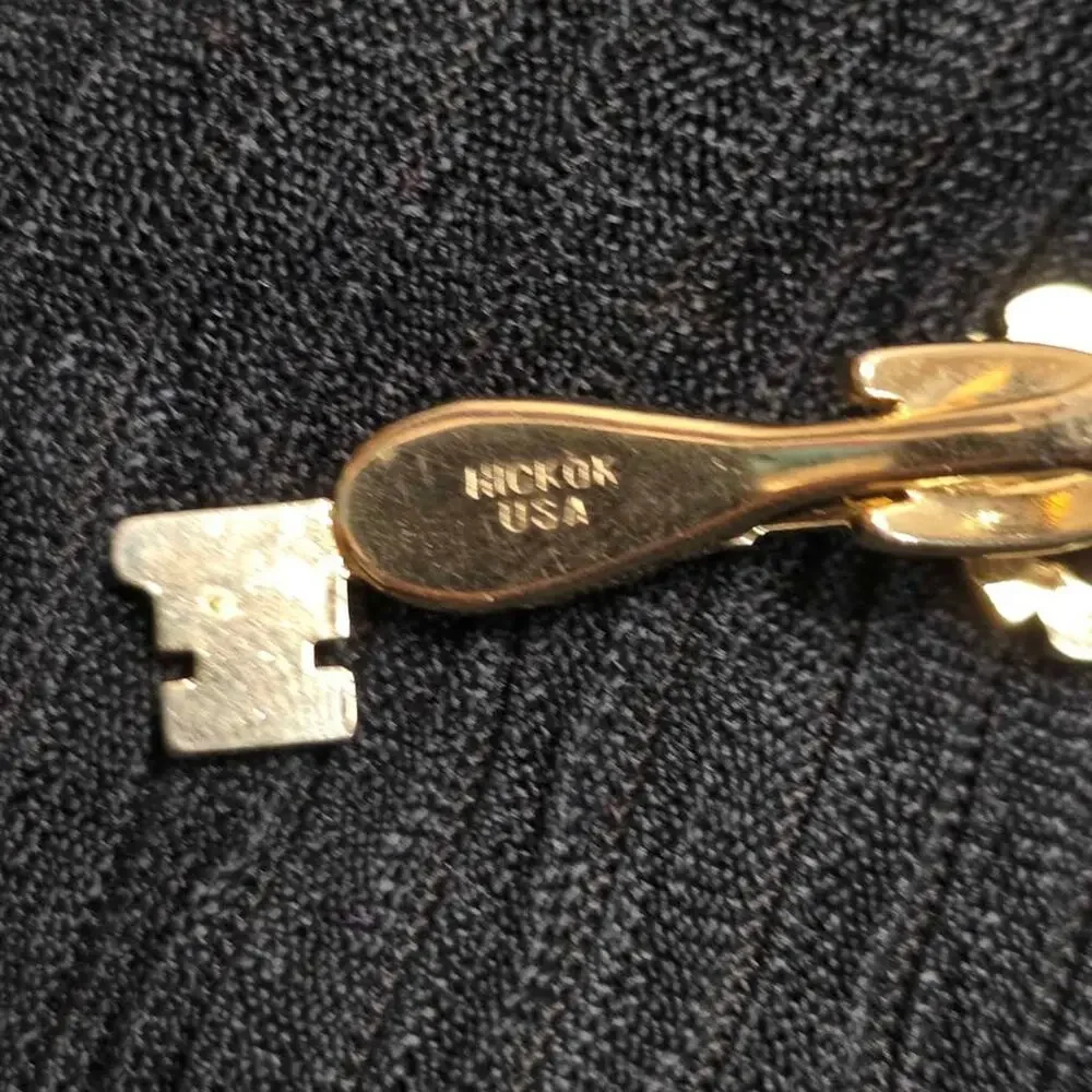 Vintage Hickok Gold Tone Skeleton Key Tie Clip Tie Bar USA